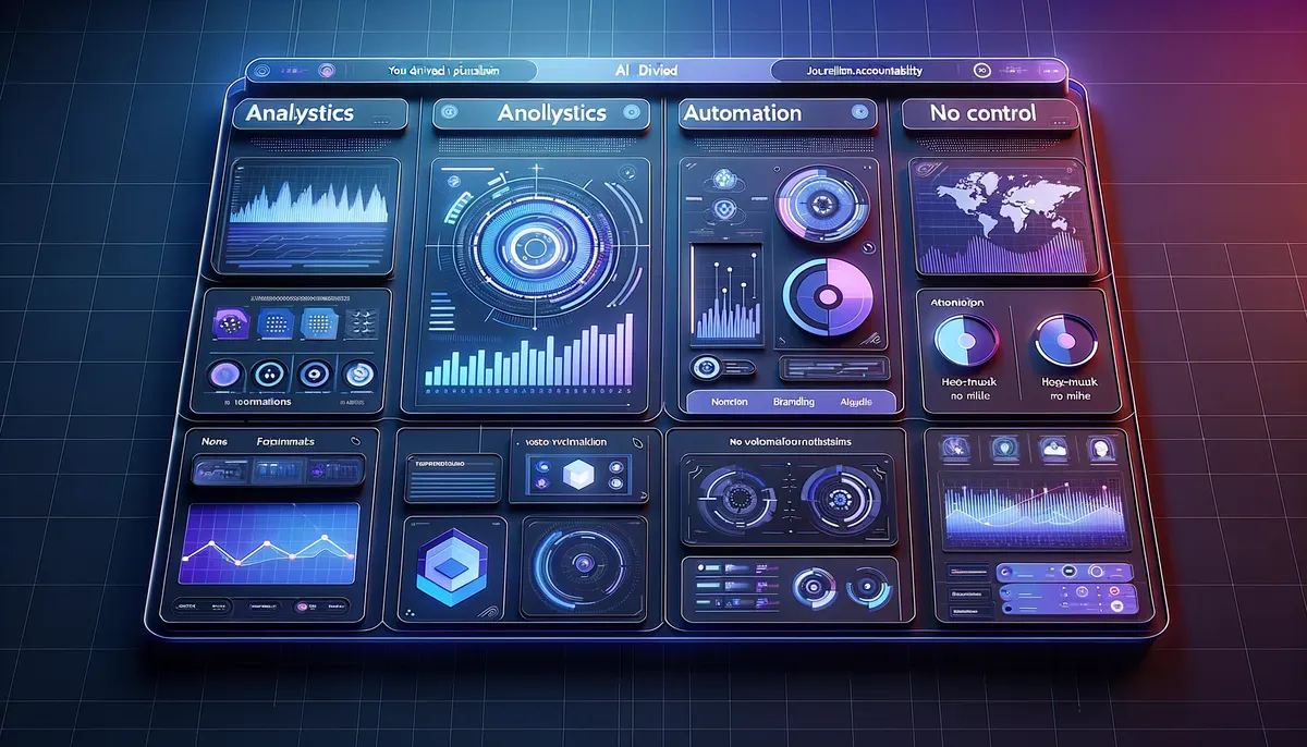 Dashboard interface showing AI in journalism accountability software features