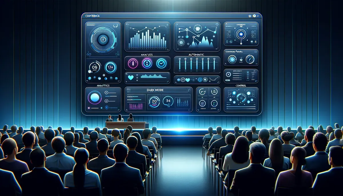 Dashboard interface showing Claude AI at HumanX conference software features