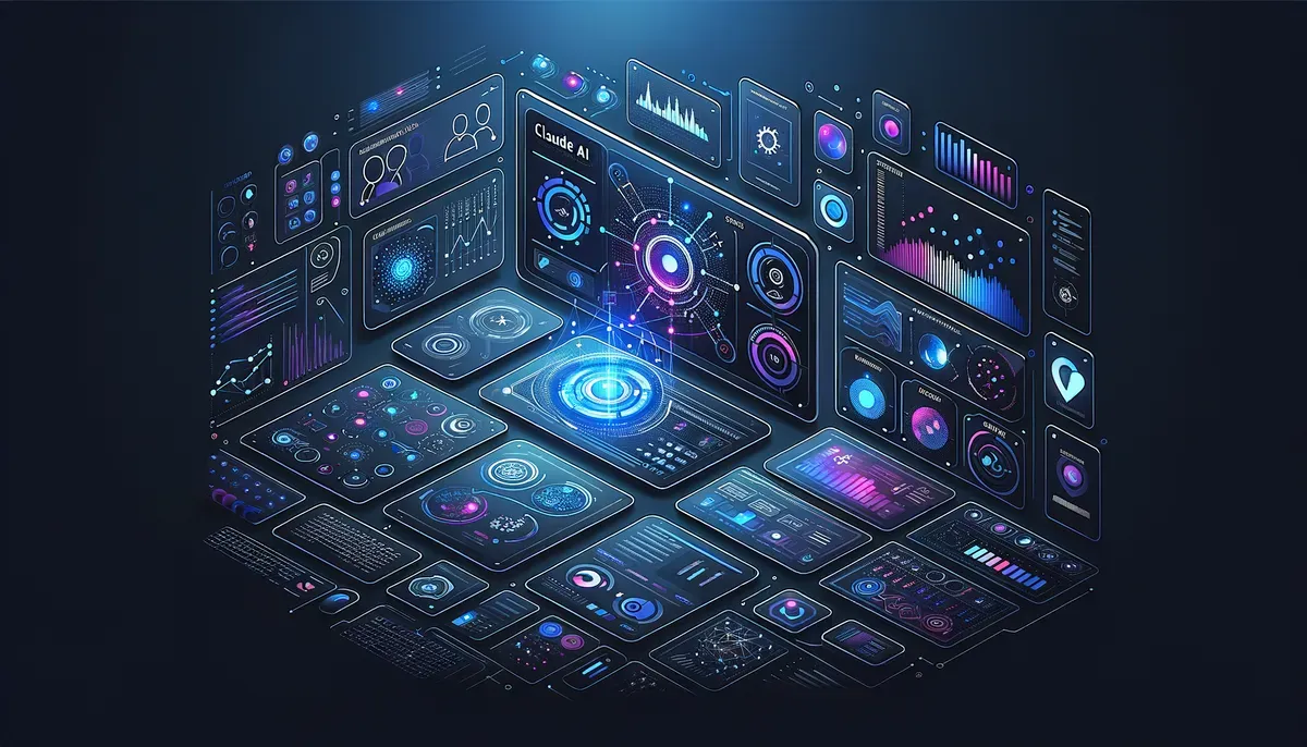 Dashboard interface showing Claude AI at HumanX conference software features