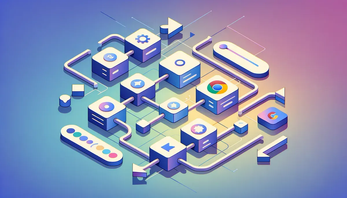 Diagram illustrating Google Skills feature in Chrome workflow and process steps
