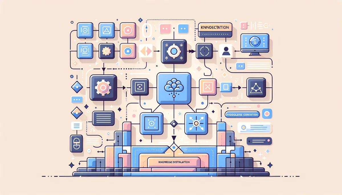 Diagram illustrating Knowledge Distillation for AI Models workflow and process steps