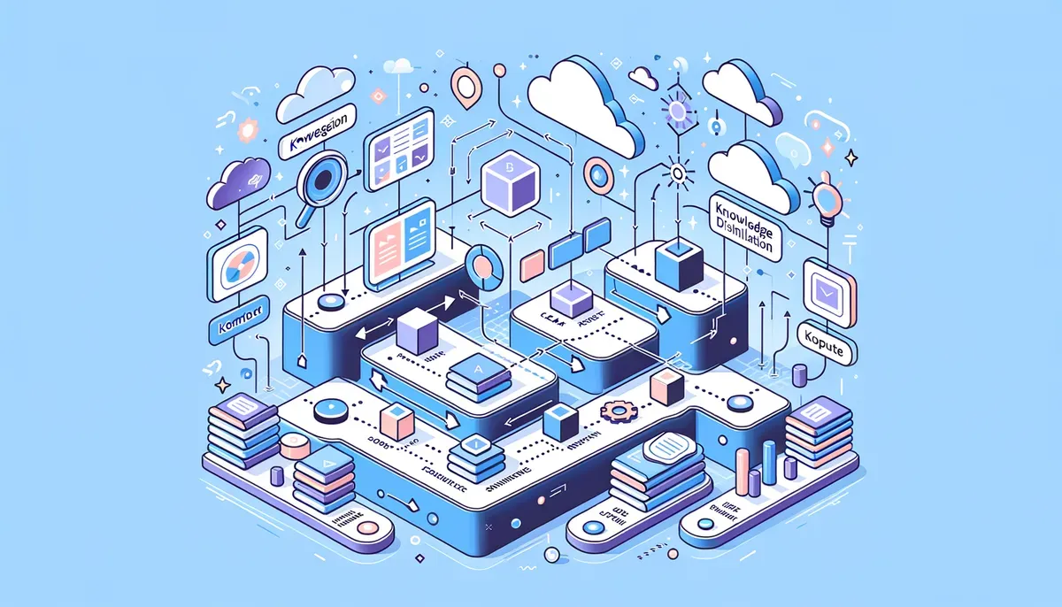 Diagram illustrating Knowledge Distillation for AI Models workflow and process steps