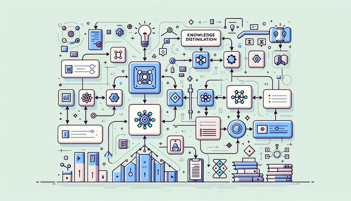 Diagram illustrating Knowledge Distillation for AI Models workflow and process steps