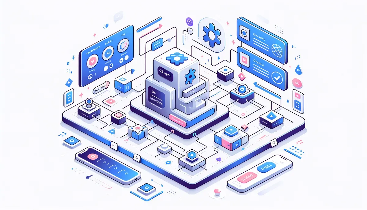 Diagram illustrating OSGym OS infrastructure for AI agents workflow and process steps