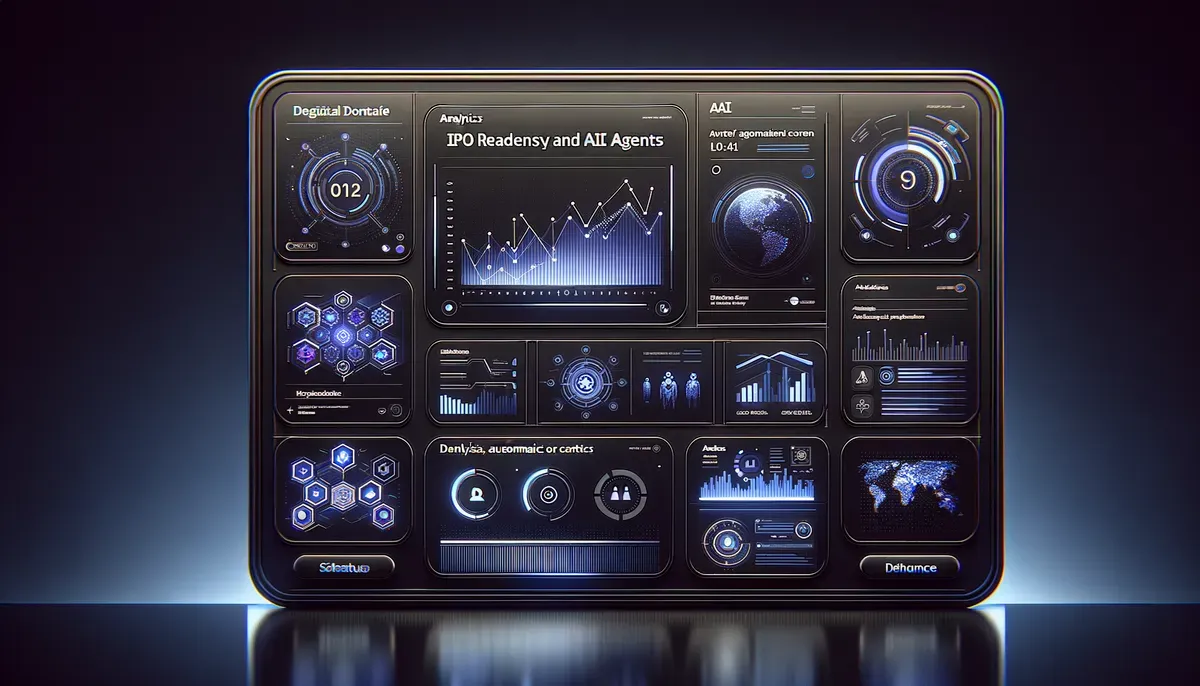 Dashboard interface showing Vercel IPO readiness and AI agents software features