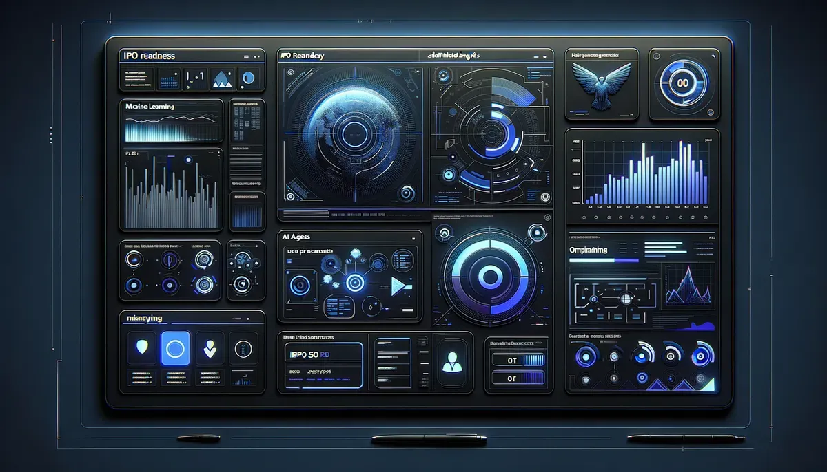 Dashboard interface showing Vercel IPO readiness and AI agents software features
